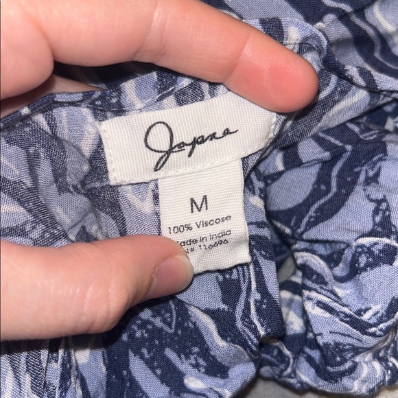 Summer blues navy swirl patterned unique classy bell sleeves tie back blouse✨ - Picture 3 of 4